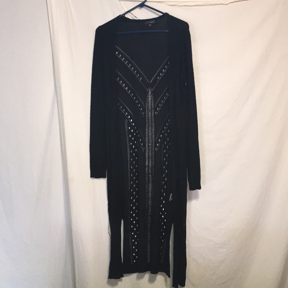 Metaphor Long Cardigan with Cut-Out Pattern